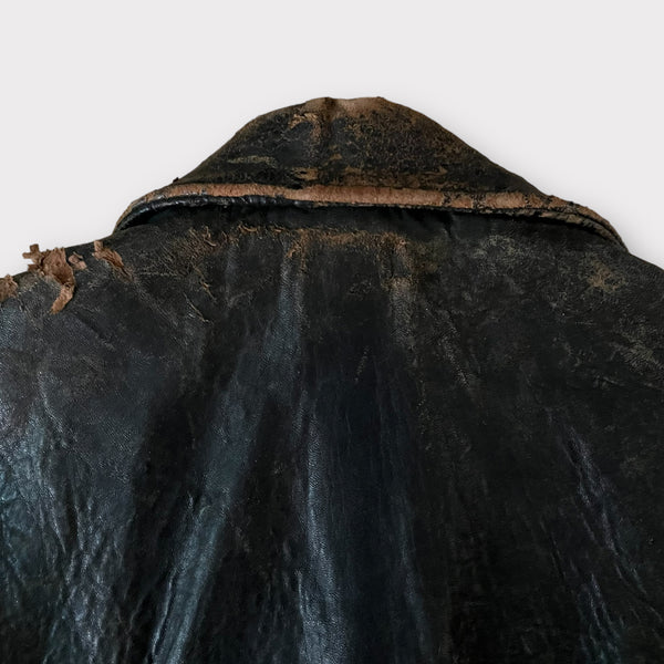 1940s Vintage Black Leather Motorcycle Jacket