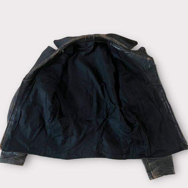 1940s Vintage Black Leather Motorcycle Jacket