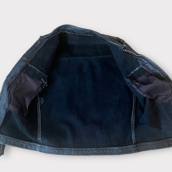 1960s Vintage Black Leather Cafe Motorcycle Jacket