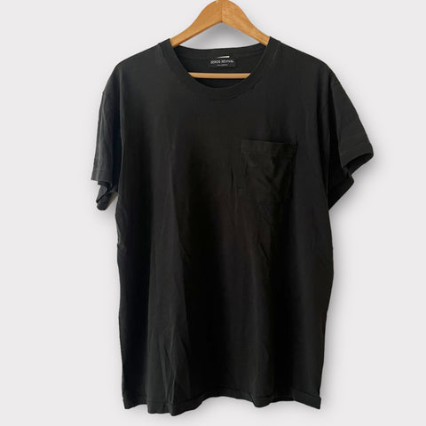 1990s Zeros Revival Blank Vintage Pocket Tee Shirt - Black