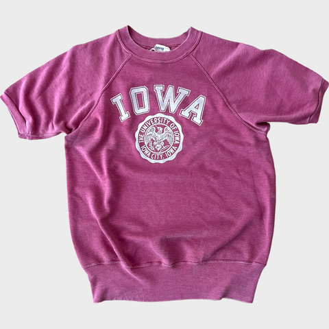 1960's University Of Iowa Vintage Short Sleeve Sweatshirt Champion Tag