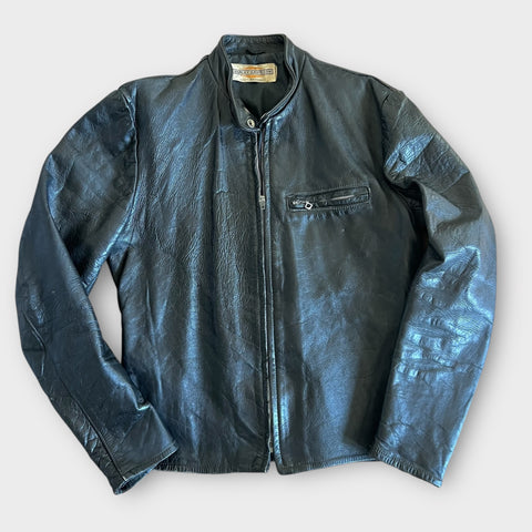 1960's Harley Davidson Vintage Black Leather Cafe Racer Motorcycle Jacket