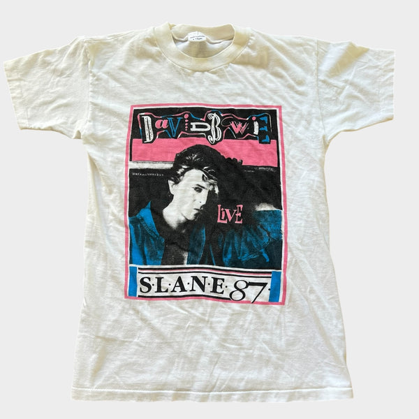1987 David Bowie "Glass Spider" Tour at Slane Stadium in Ireland Vintage Parking Lot Tee Shirt