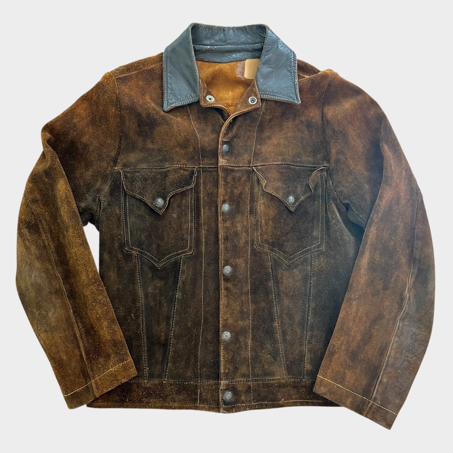 1950's Levi's Type III Vintage Brown Suede Leather Trucker Jacket