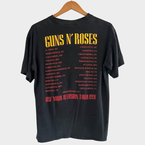 1991 Guns N Roses "Use Your Illusion" Tour Vintage Band Tee Shirt