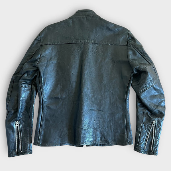 1960's Harley Davidson Vintage Black Leather Cafe Racer Motorcycle Jacket