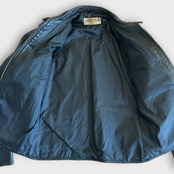 1960's Harley Davidson Vintage Black Leather Cafe Racer Motorcycle Jacket
