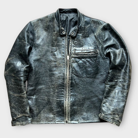 1960's Harley Davidson Vintage Black Leather Cafe Racer Motorcycle Jacket Regular price