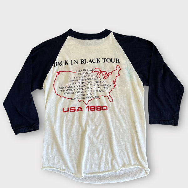 1980 AC DC "Back In Black" Tour Vintage Band Raglan Tee Shirt