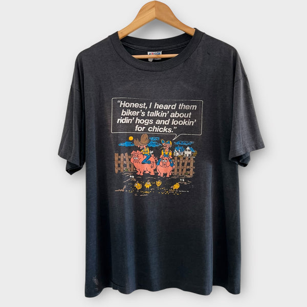 1980's Harley Davidson Motorcycle "ridin' hogs and looking for chicks" Vintage Tee Shirt