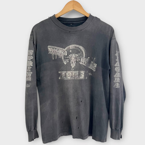 1986 Niagara Springs Vintage Motorcycle Long Sleeve Tee Shirt