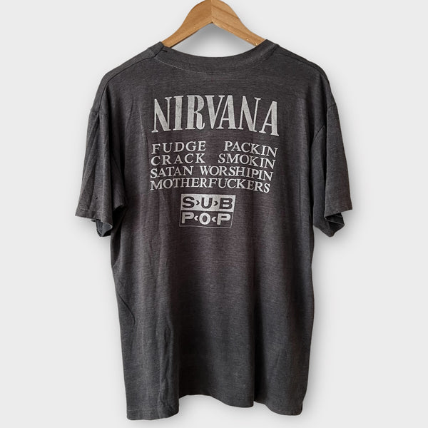 1989 Nirvana "Vestibule" Sub Pop Vintage Record Label Band Promo Tee Shirt