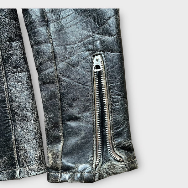 1960's Harley Davidson Vintage Black Leather Cafe Racer Motorcycle Jacket Regular price