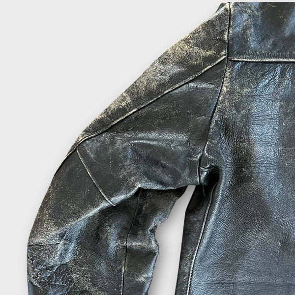 1960's Harley Davidson Vintage Black Leather Cafe Motorcycle Jacket