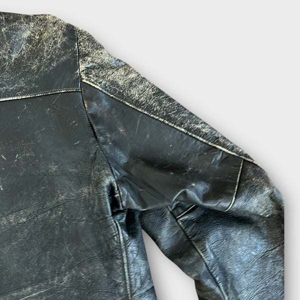 1960's Harley Davidson Vintage Black Leather Cafe Motorcycle Jacket
