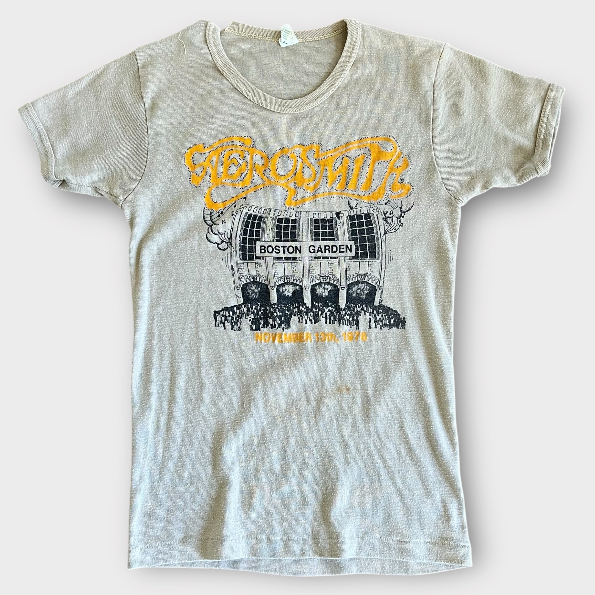 1976 Aerosmith Live at the Boston Garden Lighting Crew Vintage Concert Tee Shirt