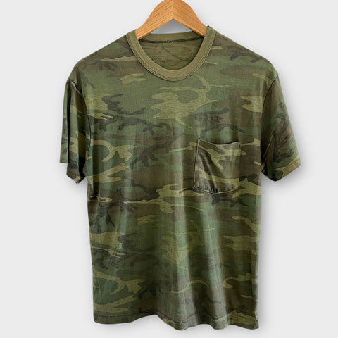 1970s Camo Army Vintage Single Pocket Tee Shirt