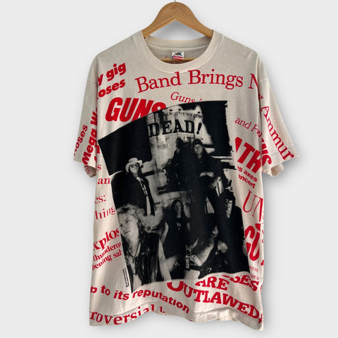 1991 Guns N Roses "Use Your Illusion" Vintage Band Promo Tee Shirt AOP