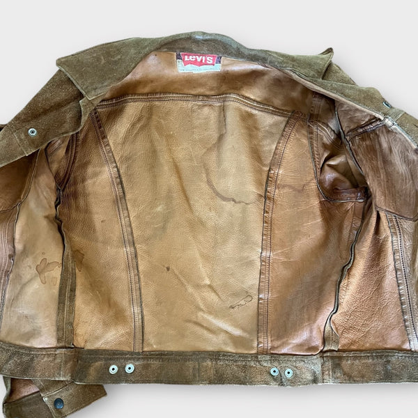 1960's Levi's BIG E Vintage Brown Suede Leather Western Trucker Jacket Levis