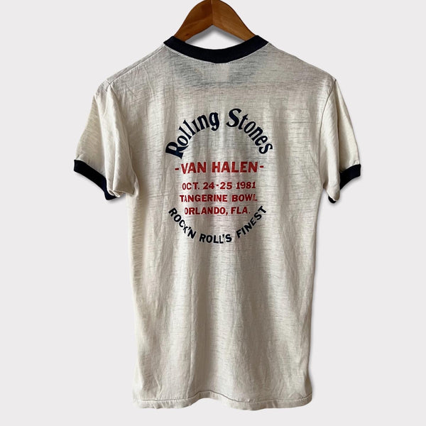 1981 Rolling Stones w/ Van Halen Tangerine Bowl in Florida Vintage Concert Tee Shirt