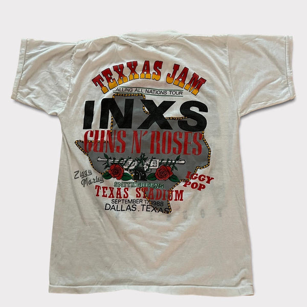 1988 INXS w/ Guns N Roses, Iggy Pop, Ziggy Marley at the Texas Jam in Dallas, Tx Vintage Concert Tee Shirt