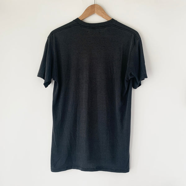 1980s Zeros Revival Blank Pocket Tee Shirt - Black