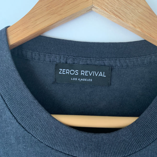 1980s Zeros Revival Vintage Blank Pocket Tee Shirt - Black
