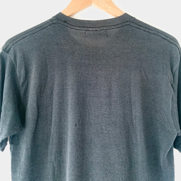 1980s Zeros Revival Vintage Blank Pocket Tee Shirt - Black