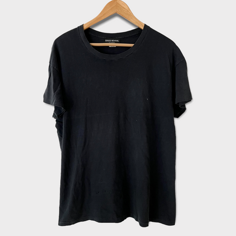 1970s Zeros Revival Vintage Blank Tee Shirt - Black