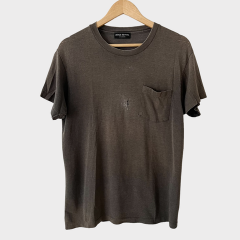 1980s Zeros Revival Vintage Pocket Tee Shirt - Black