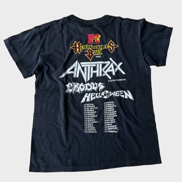 1989 MTV's Headbangers Ball Tour w/ Anthrax, Exodus and Helloween Vintage Tee Shirt