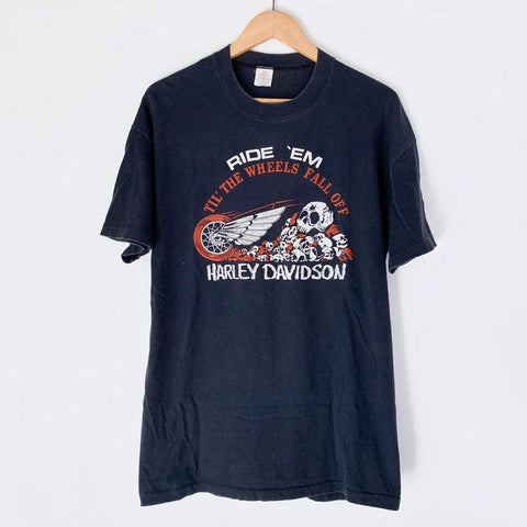 1970s Harley Davidson "Ride Em Till The Wheels Fall Off" Vintage Tee Shirt