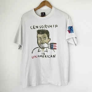 1990 Censorship Is UnAmerican MTV Rock The Vote Vintage Promo Tee Shirt