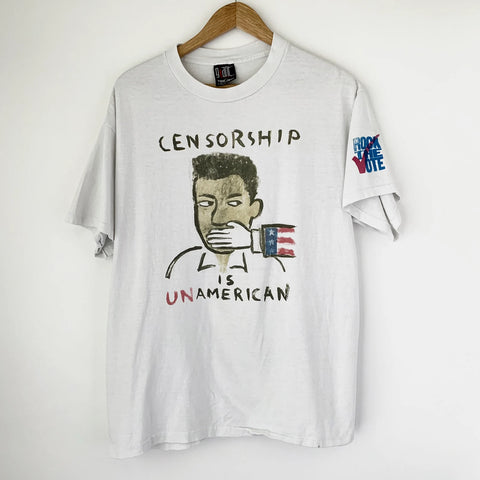 1990 Censorship Is UnAmerican MTV Rock The Vote Vintage Promo Tee Shirt