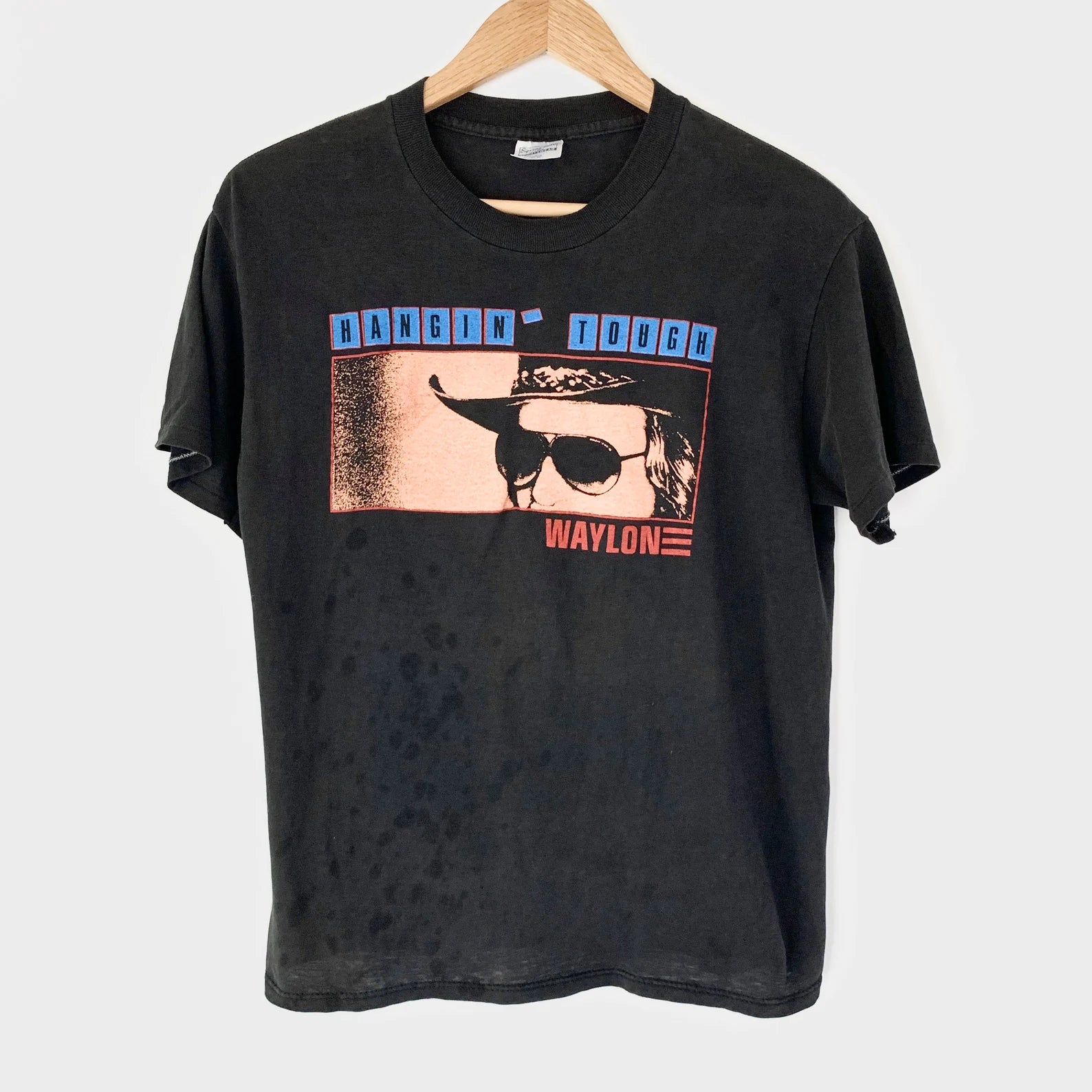 1987 Waylon Jennings "Hangin Tough" Vintage Tour Tee Shirt