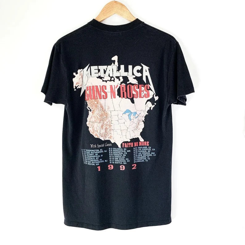 1992 Guns N Roses Metallica Faith No More Vintage Tour Tee Shirt